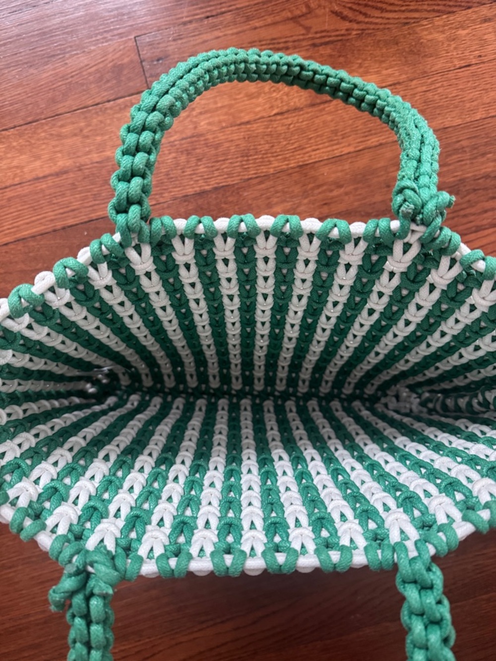 Loeffler Randall Green & White Woven Shoulder Tote - Picture 2 of 4